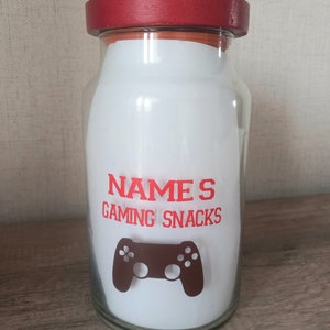 Gaming Snacks Jar Sticker , Gamer Gift ,Gaming Lover,Personalized decal.
