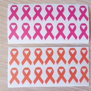 Set of 20 x  Ribbon vinyl decals/stickers.Breast Cancer Decals.