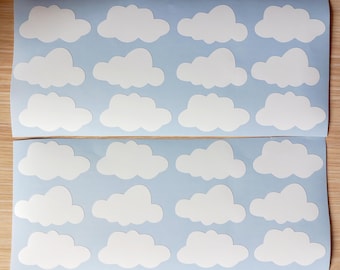Set of 20 Cloud Stickers, Cloud Vinyl Decals.Home decor.