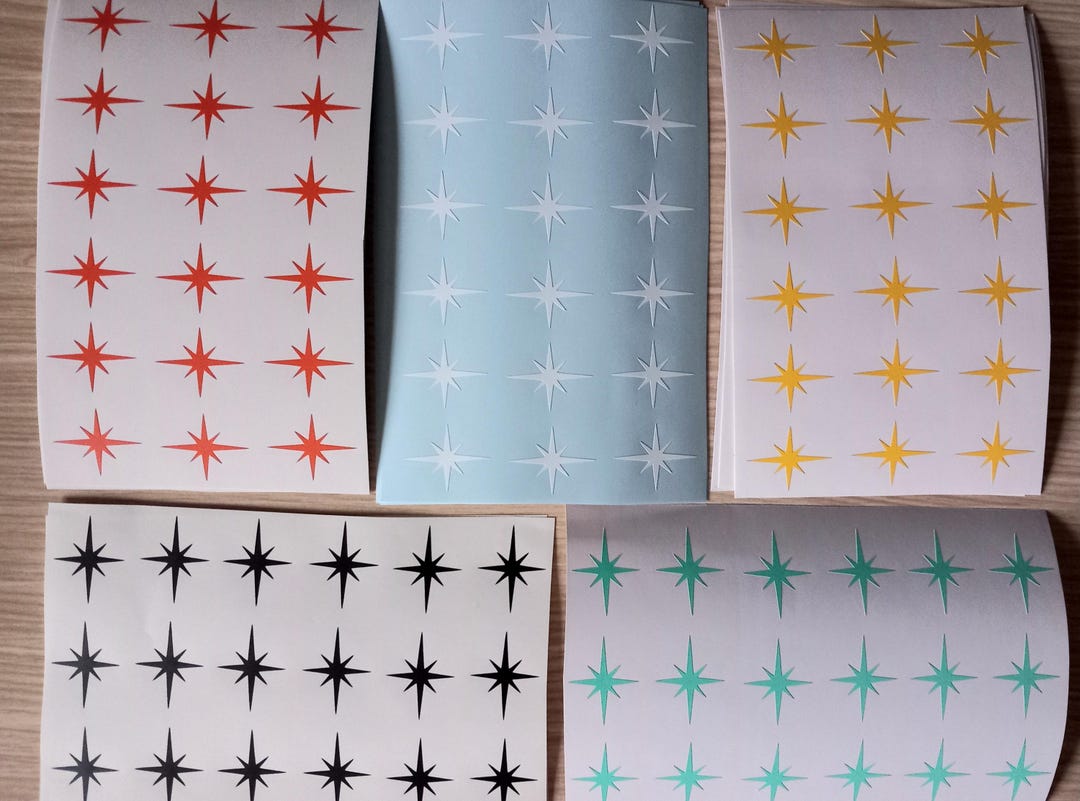 30 X Star Stickers, Vinyl Decal,retro Starburst Decals. - Etsy