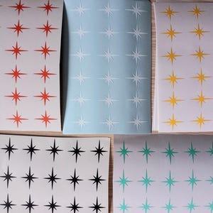 30 X Star Stickers, Vinyl Decal,Retro Starburst decals.