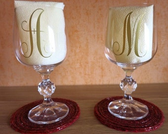 Custom initial decal for wine glass / DIY Decal.