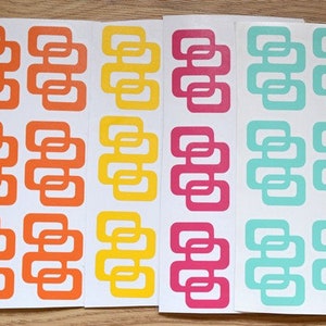6 Retro Mid-Century Modern Decals, Vinyl Wall Decor