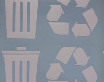 Pegatinas de vinilo con los símbolos de Basura y Reciclaje.
