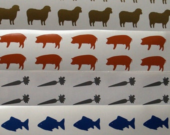 Menu stickers,Meal Choice Sticker,Food choice sticker,Table stickers,animal stickers,DIY.