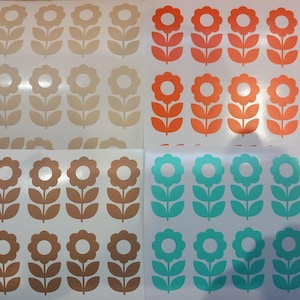 20 x flower vinyl decals/stickers.Mid Century Retro Flower Decal.