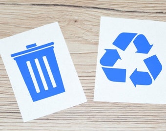 Trash and Recycle symbol vinyl decals.