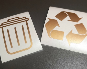 Décalcomanies en vinyle représentant le symbole Poubelle et recyclage.