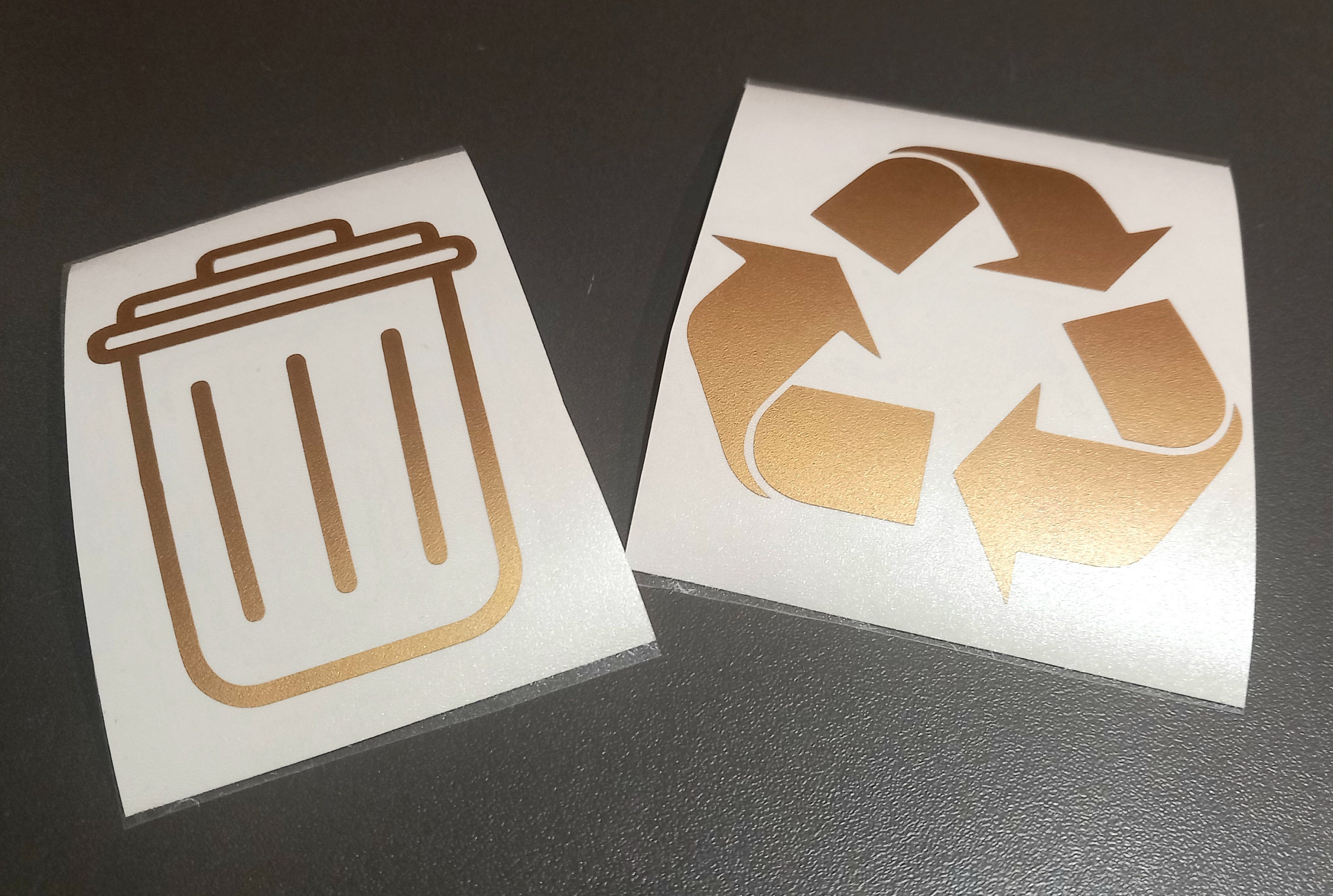 Trash and Recycle symbol vinyl decals.Dust bin decal. Kitchen decal.