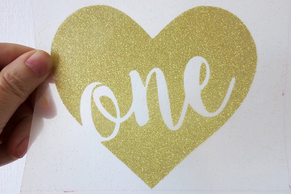 Glitter 'ONE' Heart Iron On Decal - DIY Birthday Shirt