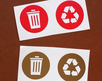 Trash and Recycle Symbol Vinyl Decals, Kitchen Stickers