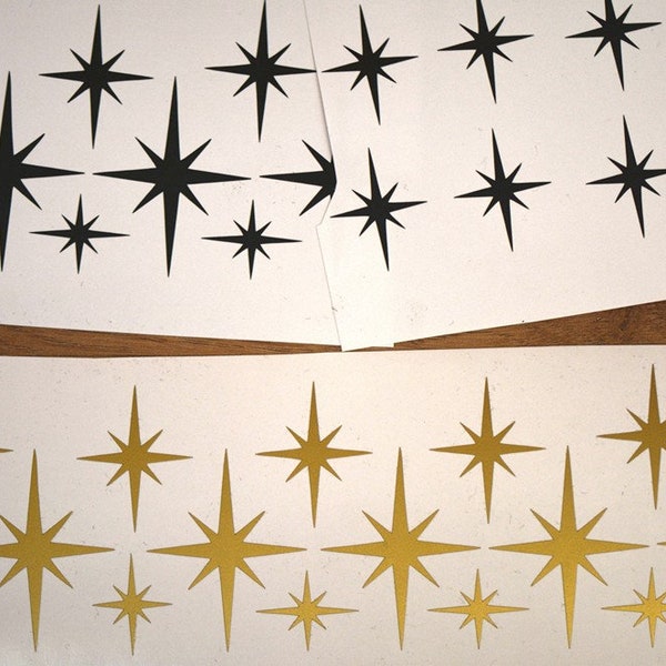 30 X Star Stickers, Vinyl Decal,Retro Starburst decals.