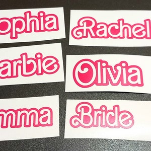 Barbie Inspired Vinyl Decal.Personalized name decal.Girl party decor.