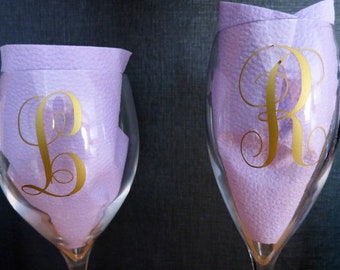 Custom initial decal for wine glass / DIY Decal.