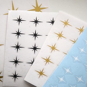 30 X Star Stickers, Vinyl Decal,Retro Starburst decals.