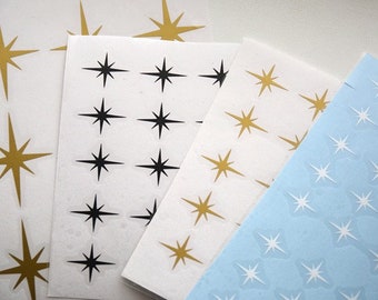 30 X Star Stickers, Vinyl Decal,Retro Starburst decals.