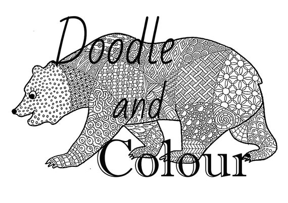 Bear Adult Colouring Page Instant Download Printable