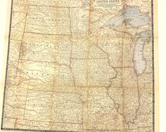 1948 Map North Central United States - National Geographic -  28" x 26 1/2"