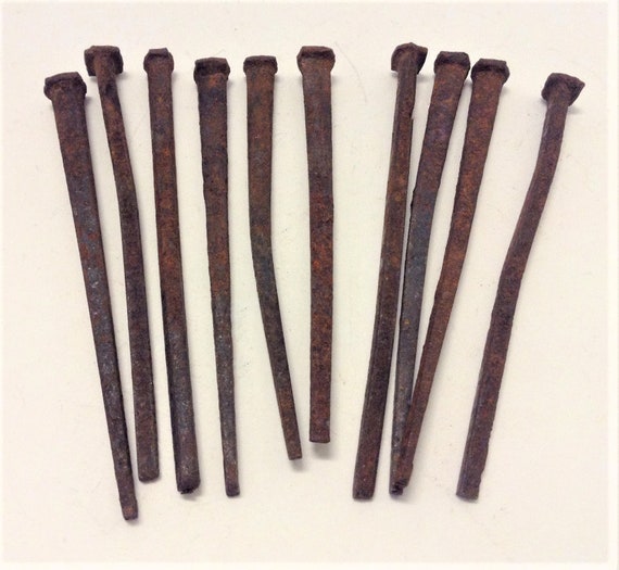 Lot of 10 Antique Square Nails 4 Inches Rustic Primitive Etsy