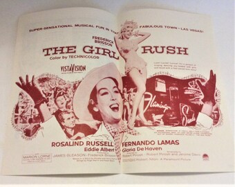 Vintage 1955 Film Movie HeraldThe Girl Rush Original Paramount US Newspaper Ad Insert