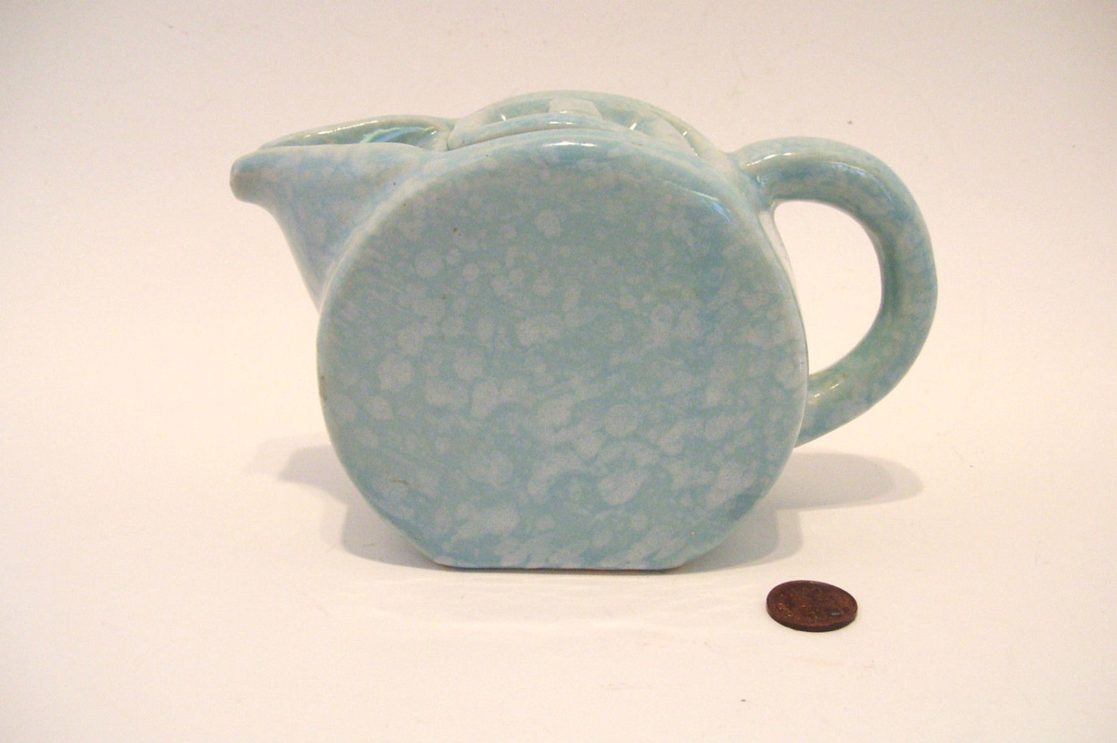 Art Deco Single Cup Teapot Pottery Mottled Powder Blue Vintage Etsy
