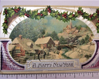 Antique 1909 Happy New Year Postcard