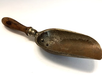 Antique Primitive General Store Scoop Wood Handle Metal Base - 11&quot; Long Total