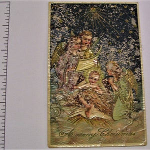 Carte postale de Noël vintage PFB 1910 Allemagne Enfant Jésus n°11053 Gel Brillant