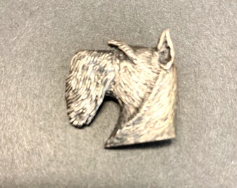 Vintage Terrier Scottie Dog Head Sterling Pendant (no chain) -1 In - Nice Patina