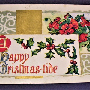 Carte postale de Noël vintage en relief Une joyeuse marée de Noël