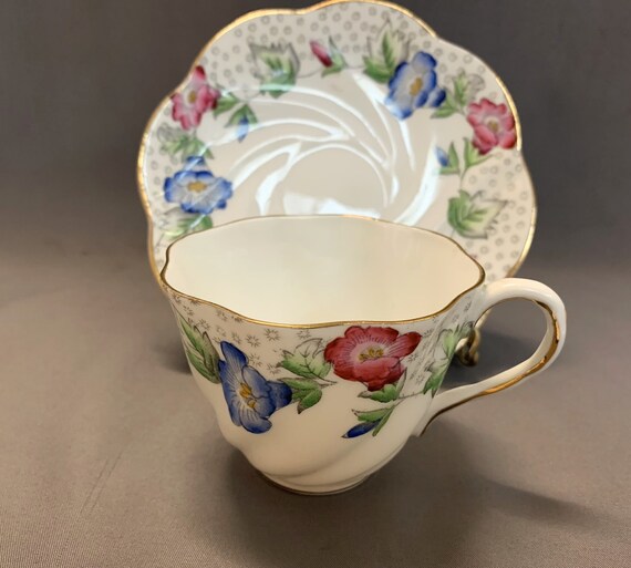 Vintage Cup and Saucer Morning Glory Convolvulus SALISBURY