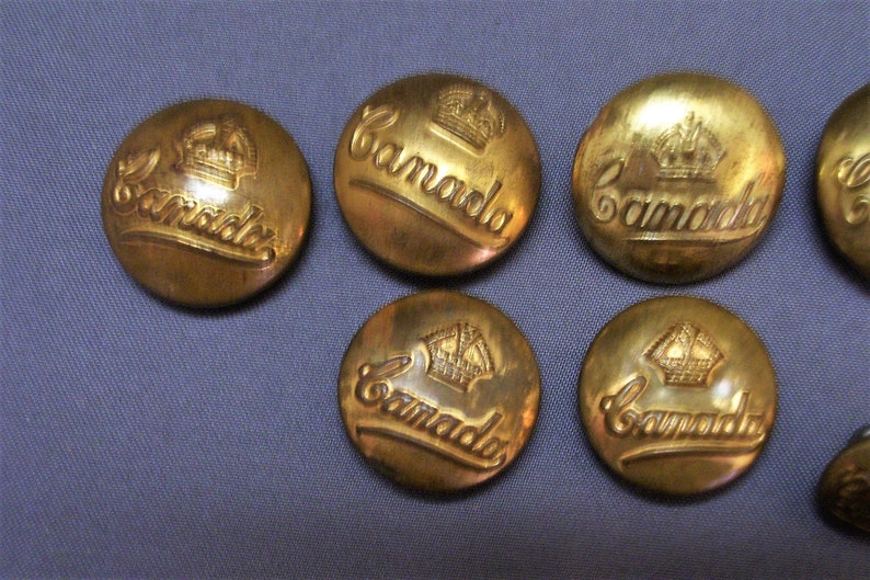9 WW2 Canadian Brass Military Uniform Buttons Canada with Etsy