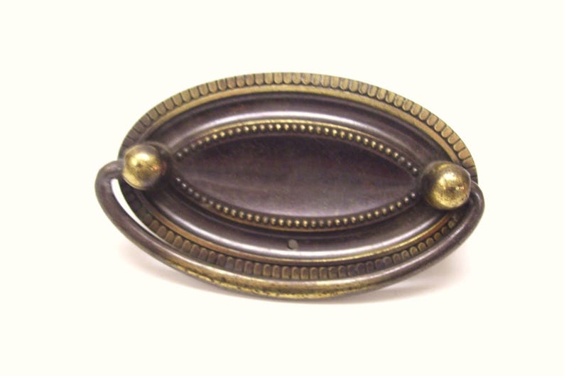 Vintage Oval Hepplewhite Beaded Bale Drop Pull Handle Circa 1960s