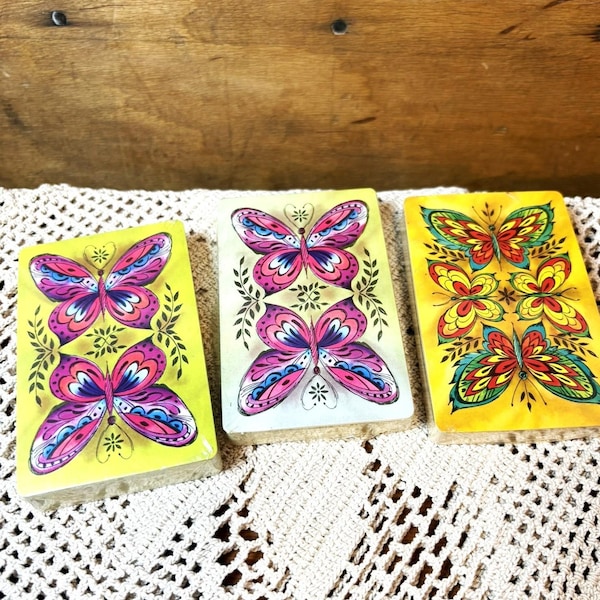 3 Vintage Decks of Cards - Butterfly - Sealed  1970s - Trump Joker - Made in USA
