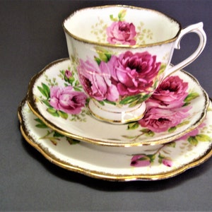 Royal Albert American Beauty Trio Cup and Saucer , 6.25 Inch Side Plate - Vintage