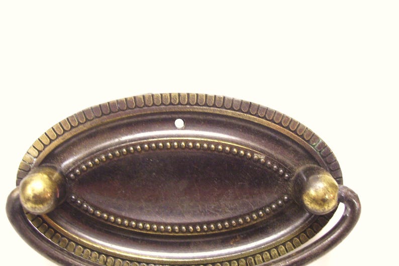Vintage Oval Hepplewhite Beaded Bale Drop Pull Handle Circa 1960s