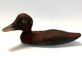 Antique Primitive Small Duck Decoy Original Paint Hand-Carved Great Patina