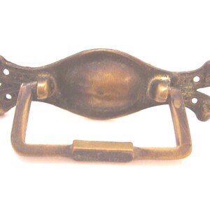 Vintage Cast Brass Drawer Pull Handle Art Nouveau Single Screw
