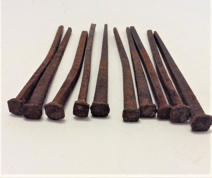 Lot of 10 Antique Square Nails 4 Inches Rustic Primitive Etsy