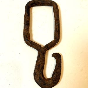 Antique Iron Square Hook Barn Salvage Rustic Hardware Forged Iron 19th Century