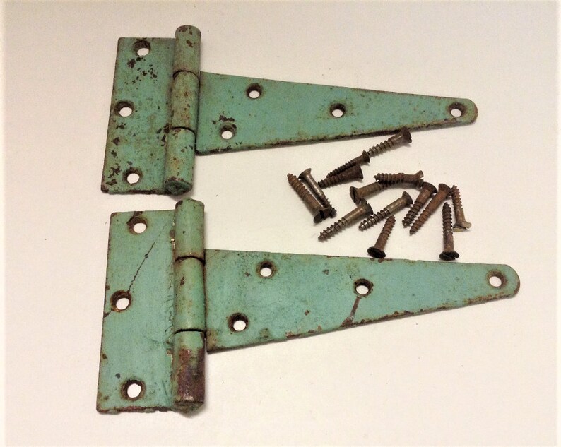 Pair Vintage Barn Door Strap Hinges Rustic Iron Etsy