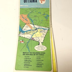 1975 Ottawa, Hull, Environs - Carte routière / Guide du Canada 34 1/2" x 23"