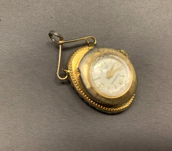 Vintage Lucerne Cameo Swiss Pendant Watch Antimagnetic Gold Tone