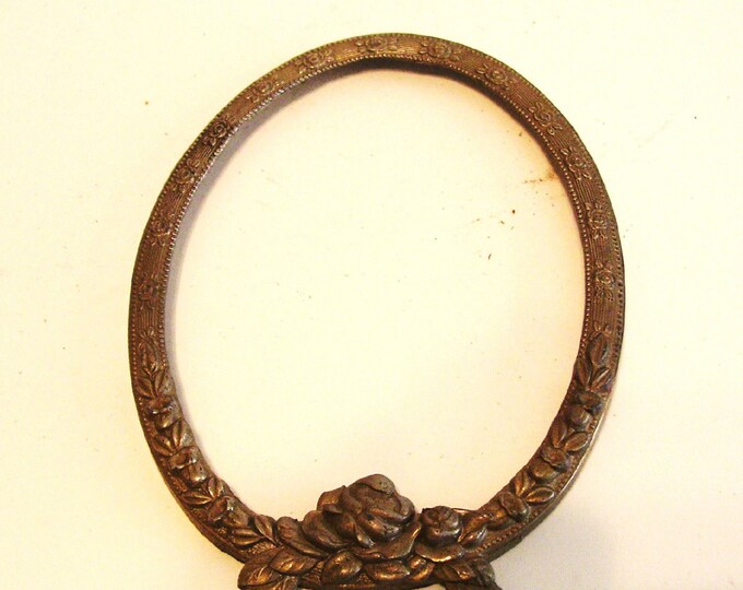 Antique Small Oval Picture Frame Brass With Rose Design Etsy