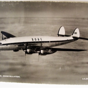 Vintage Aviation Carte postale BOAC Constellation RPPC noir et blanc inutilisé