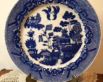 Vintage Blue Willow Decorative Wall Plate 9 1/4" - Crazing - Japan
