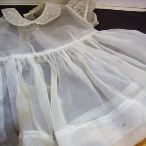 Vintage Little Girls White Dress  and Lacy Petticoat 1950s Christening Dress