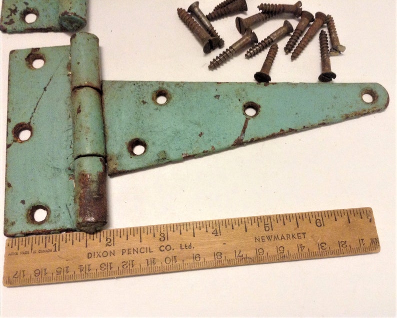 Pair Vintage Barn Door Strap Hinges Rustic Iron Etsy