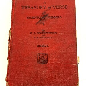 1929 Un trésor de vers pour les écoles secondaires - Ancien livre scolaire canadien Nostalgia Junk Journal