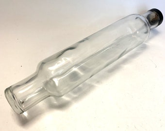 Vintage Clear Glass Rolling Pin Fillable 14 Inches Long with Cap  - Marble Display